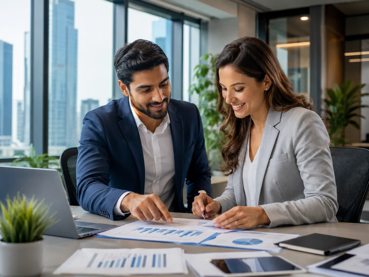 Business leaders building strategic partnerships